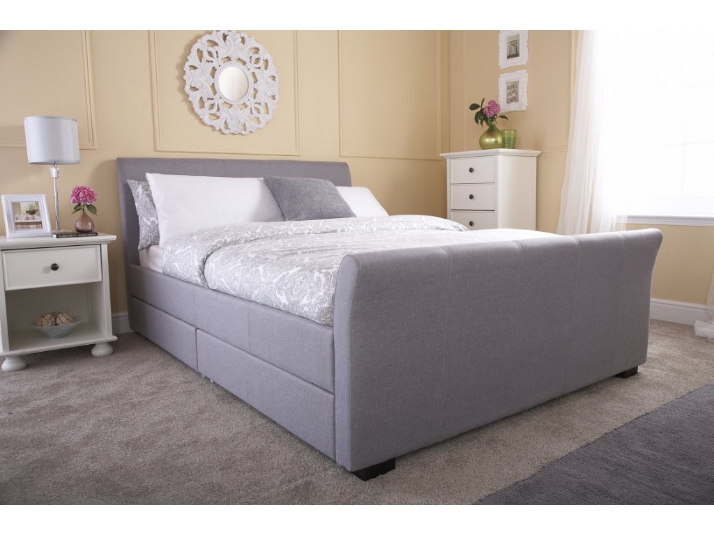 Hannover 4ft 6 Double Grey 4 Drawer Fabric Storage Bed Frame